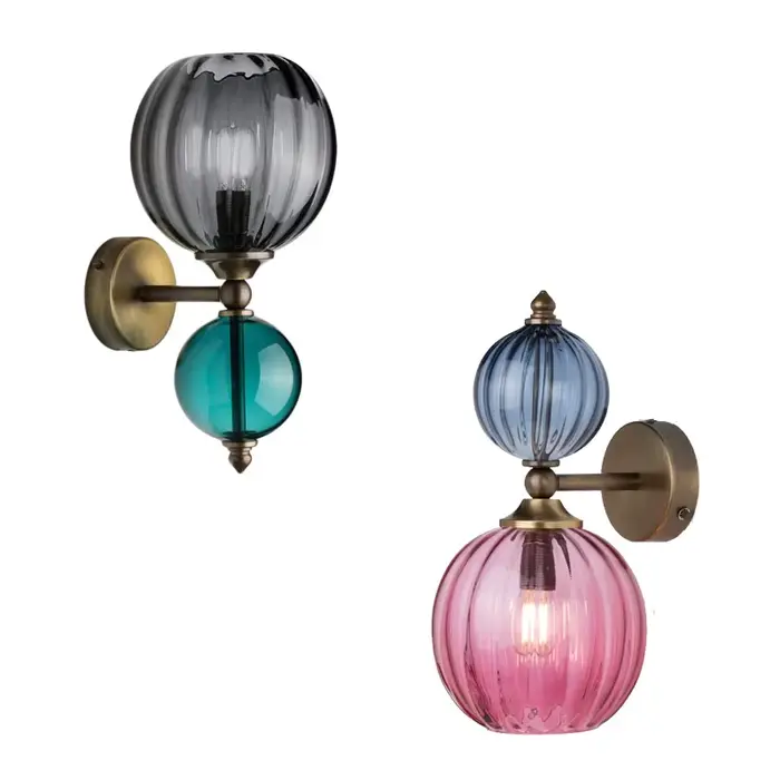 Américain rétro gris verre mur LED lampe Cottagecore décor café Bar couloir chambre chevet luminaires Hall allée appliques