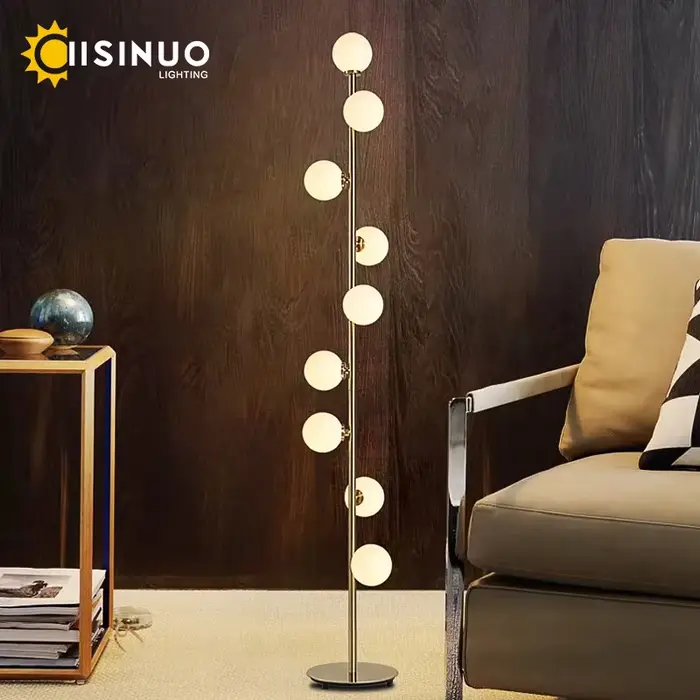 Lampadaire de salon haricots magiques boule ronde en verre lampe de chevet H165cm 9 têtes luminaire pour la décoration intérieure de la maison