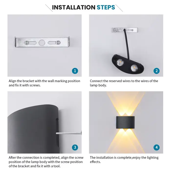 6W mur LED lumière extérieure étanche jardin clôture intérieure mode applique pour chambre chevet salon escaliers