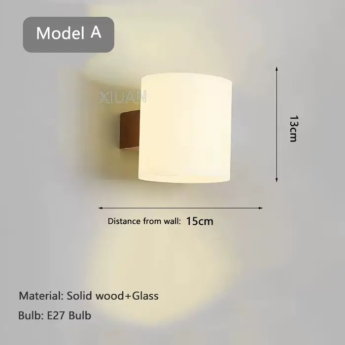 Applique Murale en Bois avec Ampoule LED, Luminaire d'Nik, Idéal pour une Chambre à Coucher, un Salo