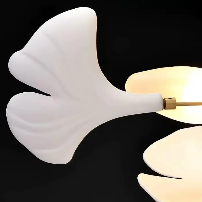 Céramique moderne blanc longue feuille de Ginkgo pendentif LED lumière décoration Villa salon plafond lustre intérieur suspendus lumières