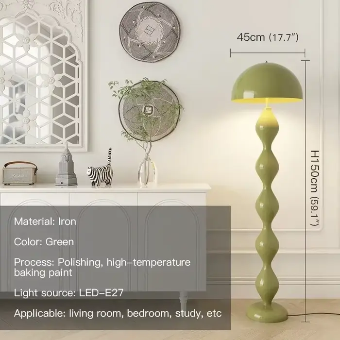 Lampe sur pied LED de style nordique médiéval, couleur crème, en forme de champignon, pour salon, ca