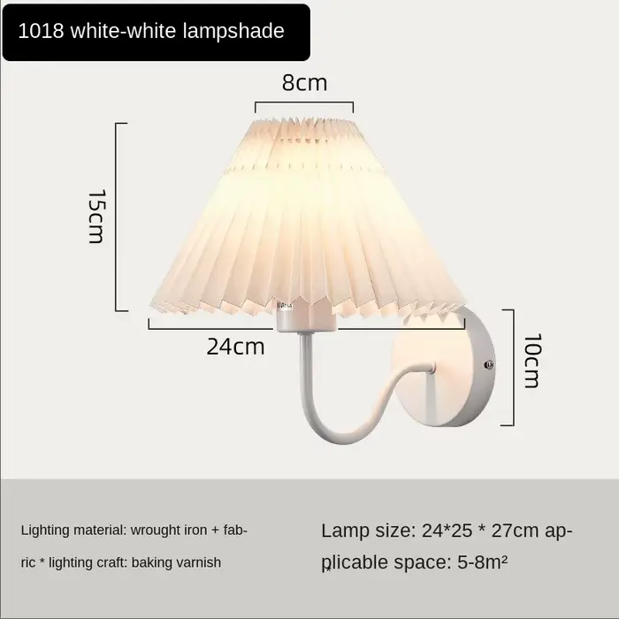 Lampe murale créative rétro nordique, design plissé en forme d'éventail, adaptée au salon, chambre à