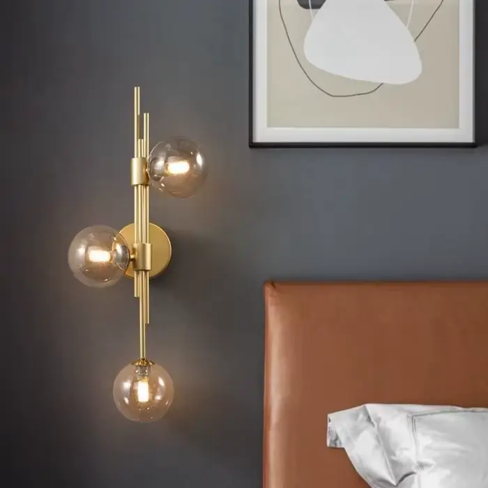 Lampes murales boule de verre pour salon couloir chambre nordique décor à la maison applique de chevet hôtel allée luminaires dorés