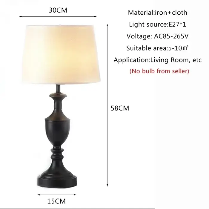 Lampe de chevet américaine, lampe de bureau en tissu, lampe de table européenne, pour décoration de 
