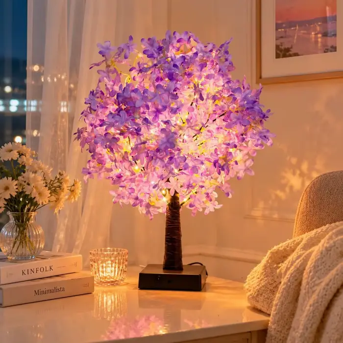 Lampe décorative en forme de cerisier rose, lampe de chevet pour chambre à coucher, décoration intér