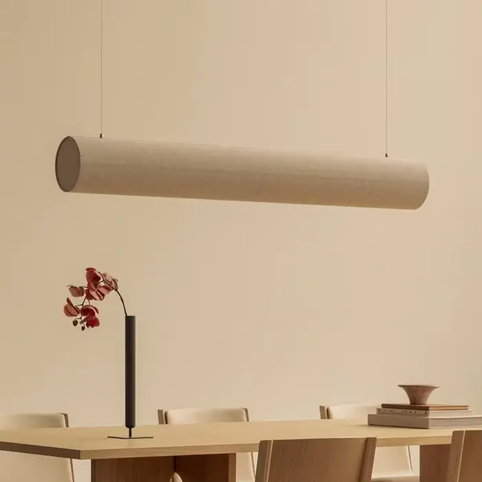 Lampe suspendue LED en forme de tube en tissu long