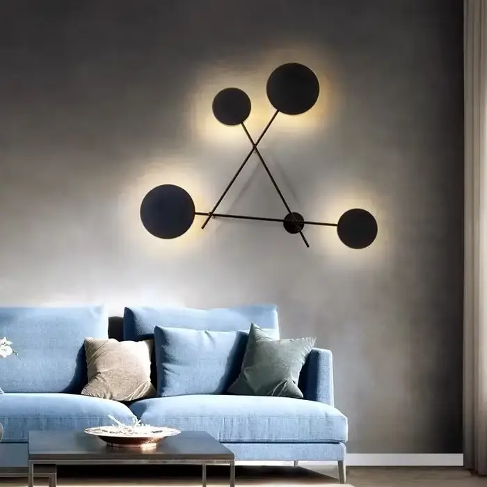 Applique murale LED ronde en fer noir style nouveau classique post-moderne pour chambre à coucher loft cuisine salle à manger entrée étude élégante et sophistiquée