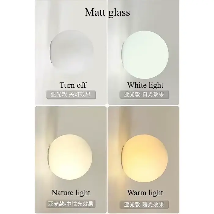 Applique murale contemporaine en verre opale avec base ultra-fine, lumière douce et chaleureuse pour