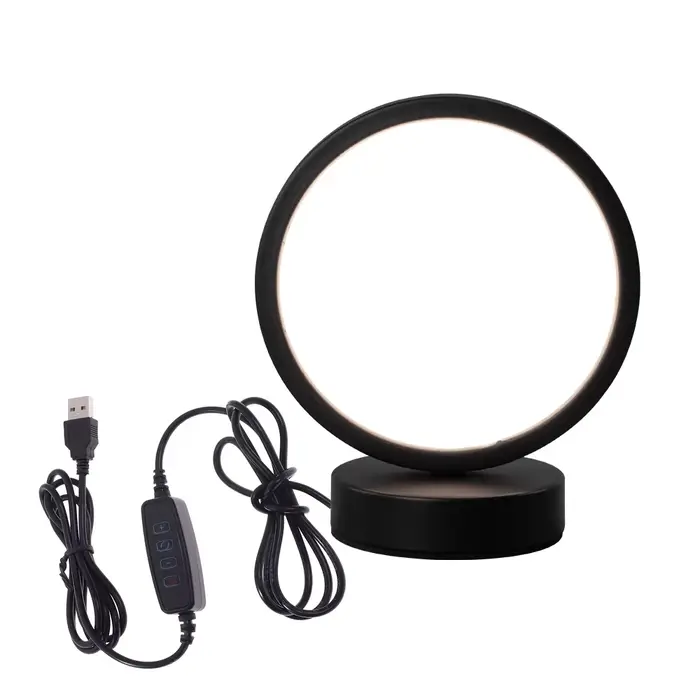 Lampe de table LED de style nordique, prise USB 5V, lumière à trois tons, design circulaire en fer f
