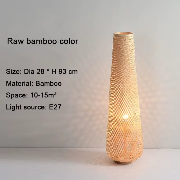 Lampadaire en rotin japonais rétro Wabi-sabi lampe à LED verticale étude décorative salon chambre ca
