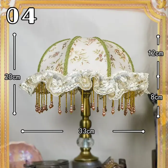 Abat-jour en tissu flanelle rétro, abat-jour de luxe de style pastoral E27, lampe de chevet pour cha