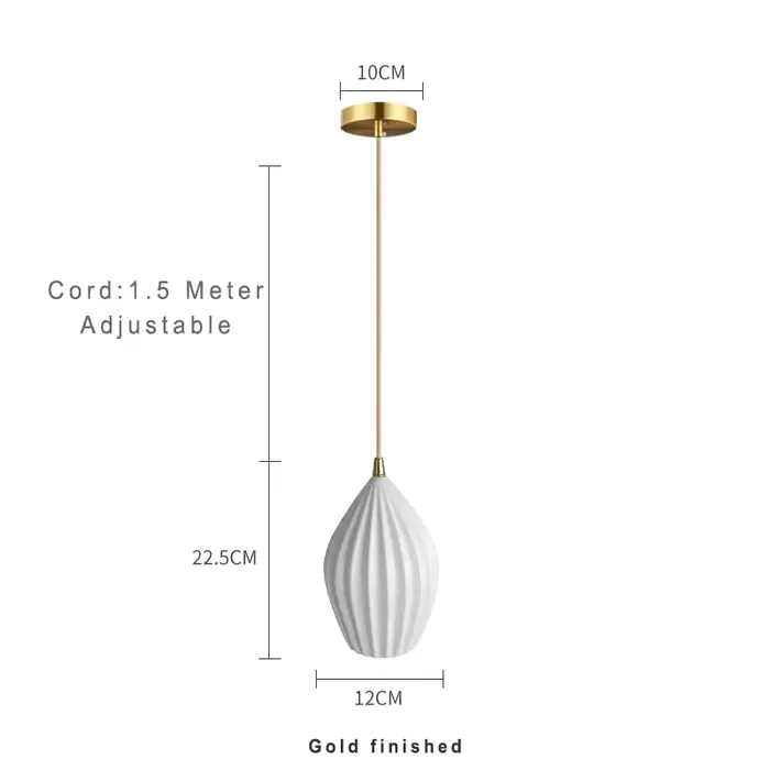 Lampes suspendues en céramique côtelée élégantes, éclairage suspendu créatif de style mi-siècle pour