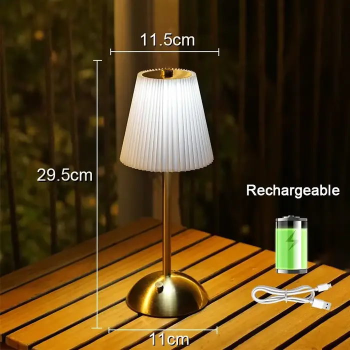 Petite lampe de Table plissée Rechargeable, lampe de chevet USB, lampe de bureau sans fil pour chamb