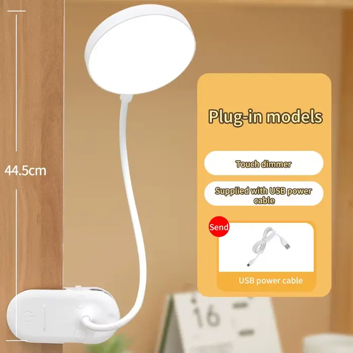Lampe de Table USB Rechargeable lampe de bureau pince lit lecture livre veilleuse LED tactile 3 Mode