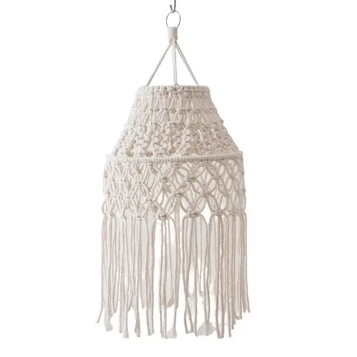 Abat-jour en macramé avec ULen coton bohème, housse pour bureau, chambre à coucher, salon, pépinière