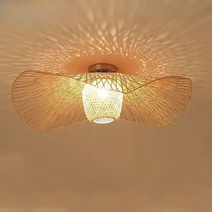Japonais Wabi Sabi pendentif LED lumières bambou rotin Lustre lampes à Suspension pour salon salle à manger chambre