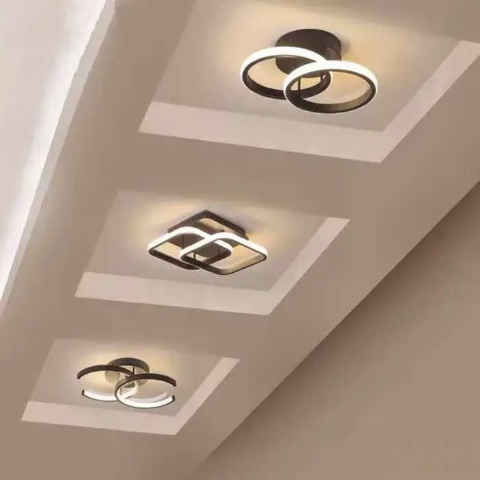 Plafond moderne à LEDs lumière 2 anneaux Design créatif plafonnier luminaires d'intérieur couloir balcon allée bureau