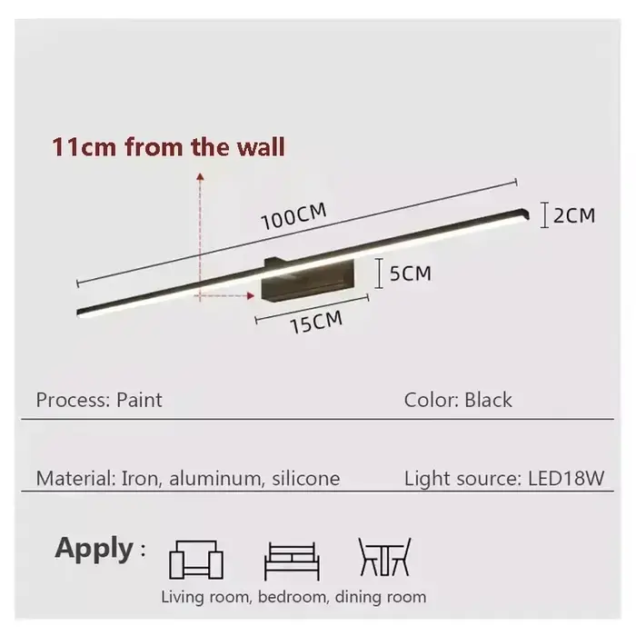 Lampe murale LED 40/80/100cm