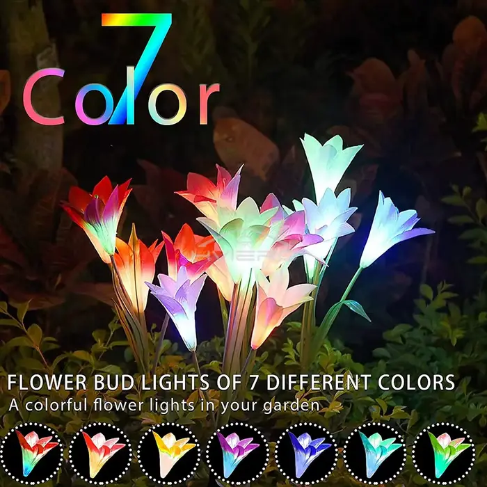 Solaire extérieur LED fleur de lys lumières jardin couleur atmosphère lampe voie cour pelouse parc Villa décorative étanche